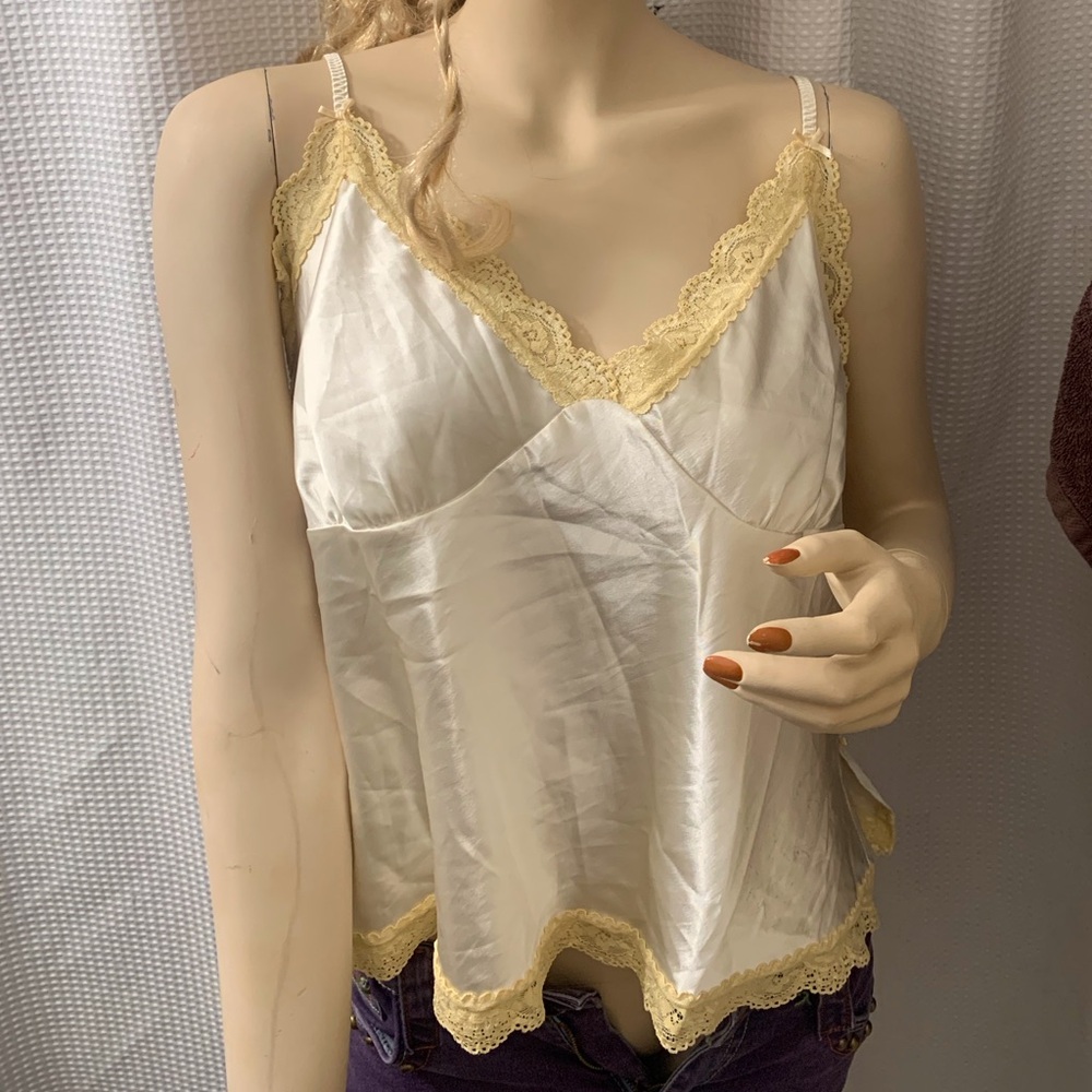 Elegant Cream and Gold Lace Trim Camisole